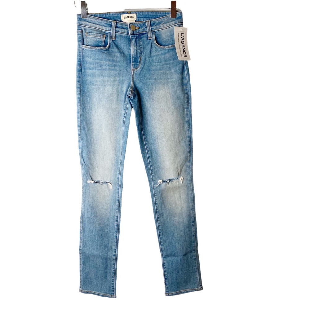 NWT L’AGENCE El Matador Ripped Distressed Mid Rise Jeans Size 25 - Picture 9 of 16